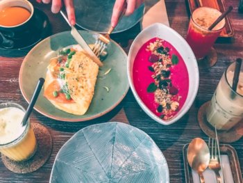 casa lapin omelet with salmon and smoothie bowl