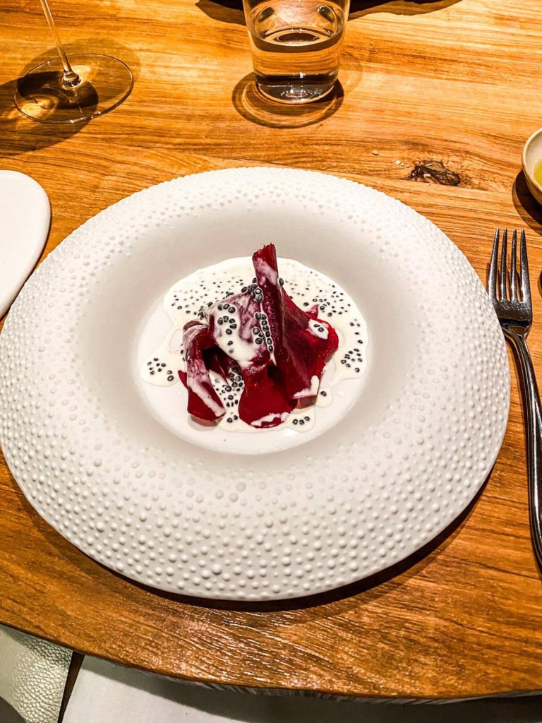 mirazur beetroot and caviar signature dish