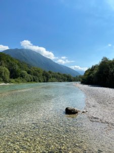 Soča Valley at the feet of the alps with its beautiful emerald river